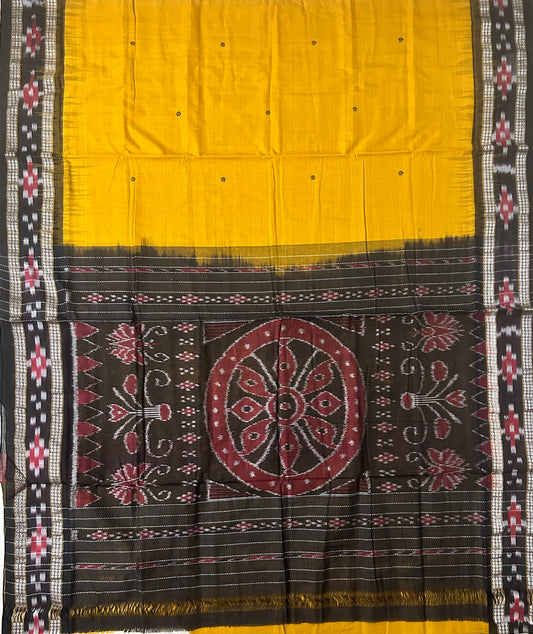 Odisha Handloom Pure Cotton Plain body Ikat Border nuapatna Saree