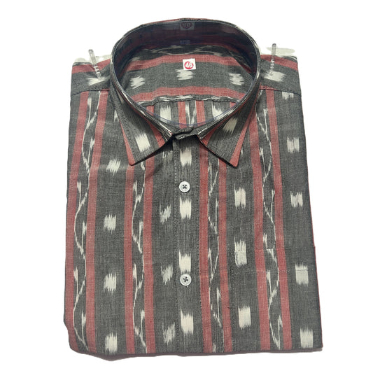 Odisha Handloom Pure Cotton Ikkat Sambalpuri Half Shirt for Men