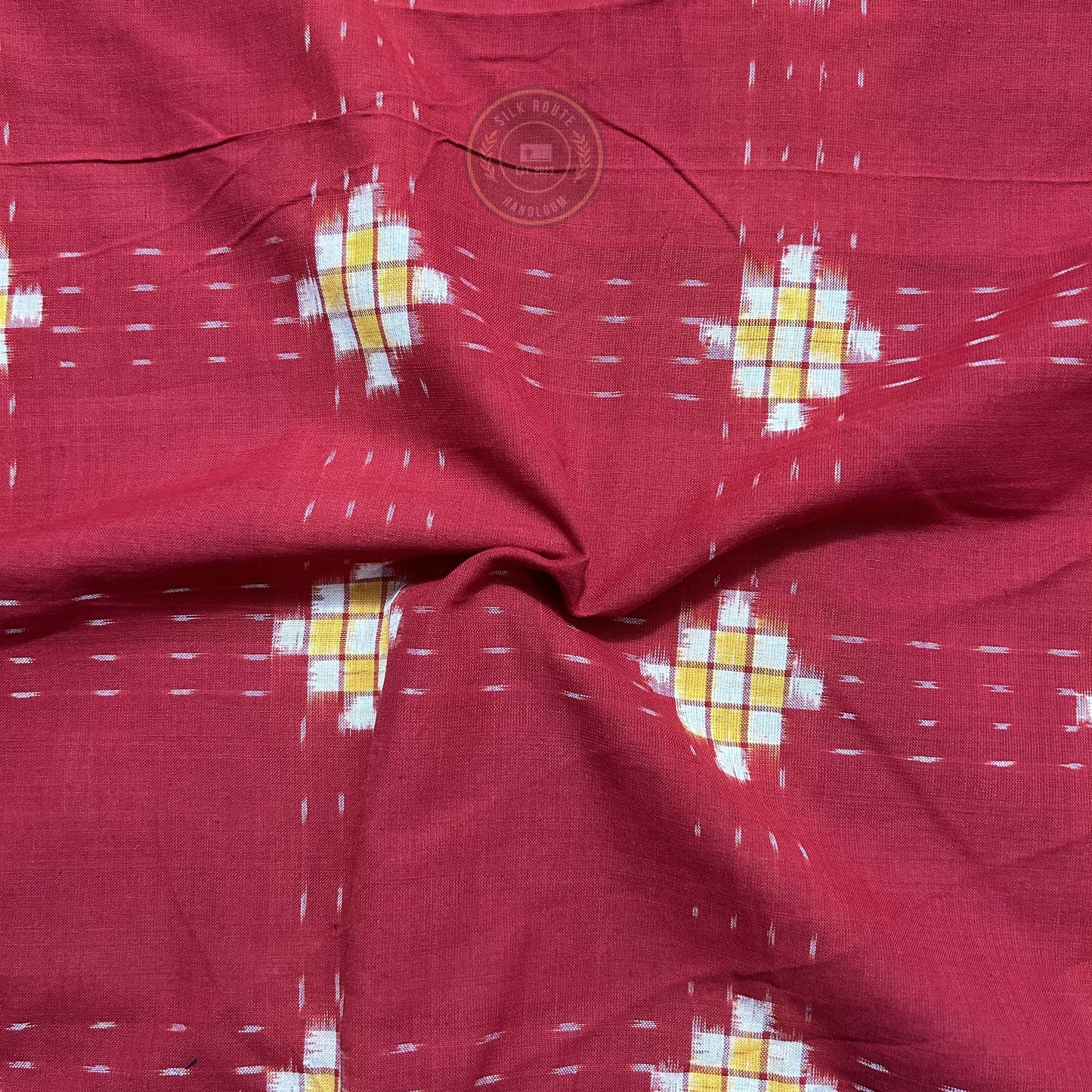 Odisha Handloom Sambalpuri Pasapalli Cotton Red Fabric Running Material.