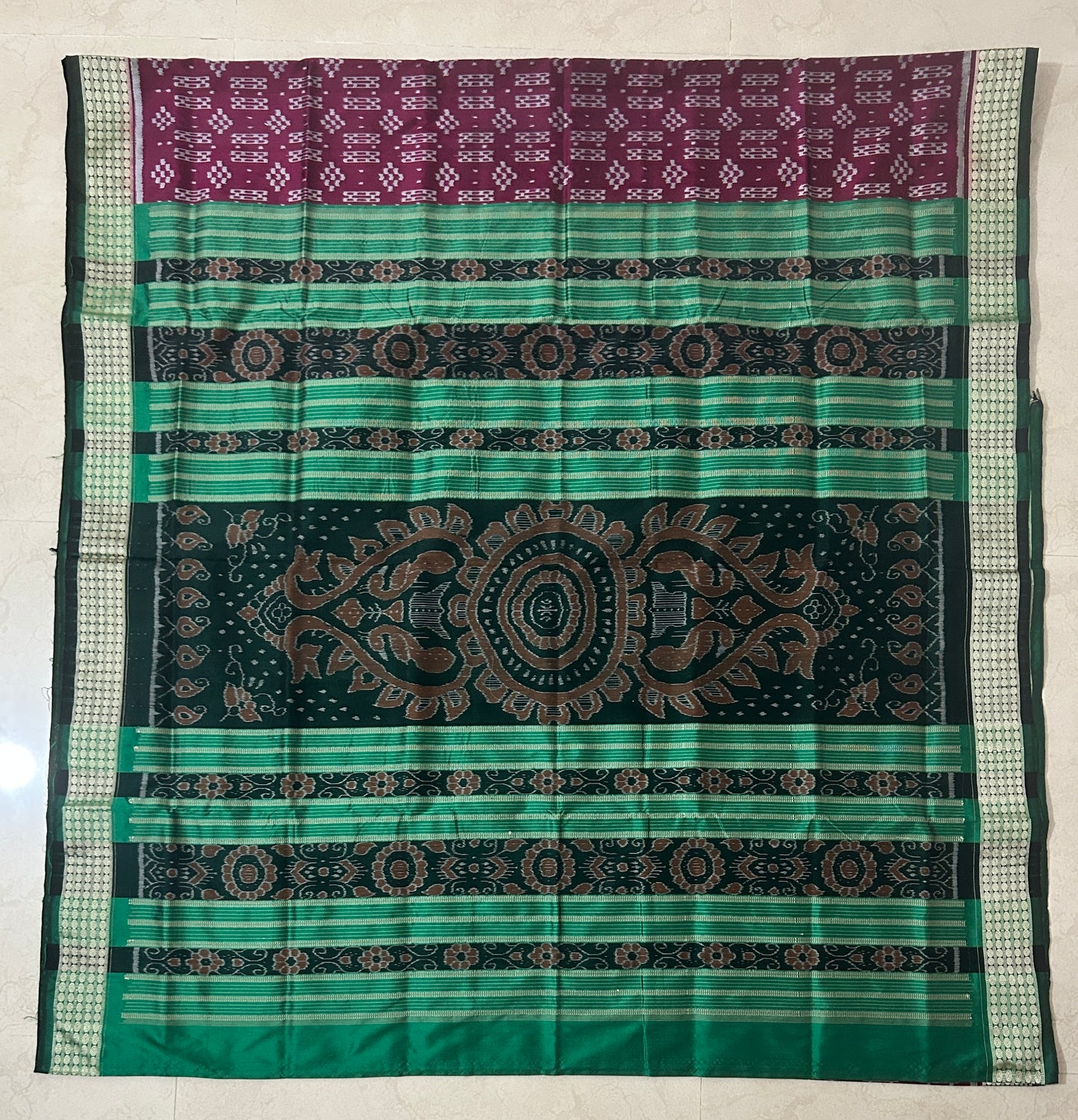 Odisha Handloom Bomkai work Pasapalli small design Sonepur Silk Saree for wedding Party