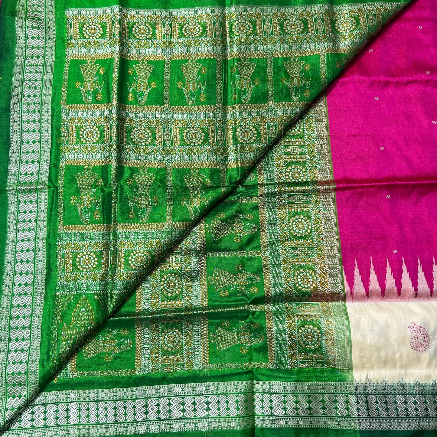 Odisha Sambalpuri Bomkai Silk Sonepuri Handloom handwoven multi color saree