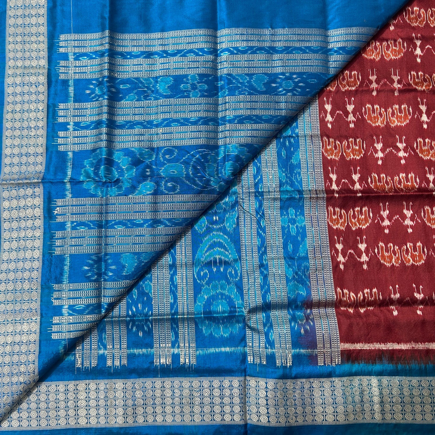 Odisha Handloom Sambalpuri  Ikat Bomkai work Pure  Silk handwoven saree