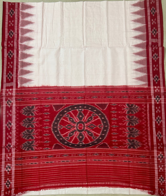 Odisha Handloom Pure Cotton Maniabandha Plain Body Pasapalli Border Saree