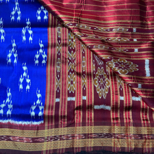 Odisha Handloom Pure Ikkat Nuapatna Bandha khandua Silk Saree