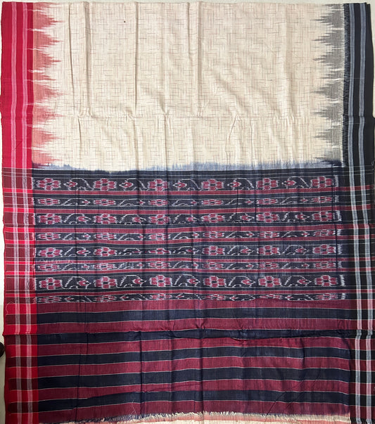 Buy exclusively Ganja Jamuna Border jharana handloom multi color cotton saree from the weavers of Orissa or Odisha