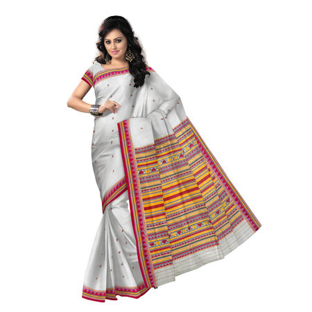 Odisha Handloom Dongria White Cotton Saree