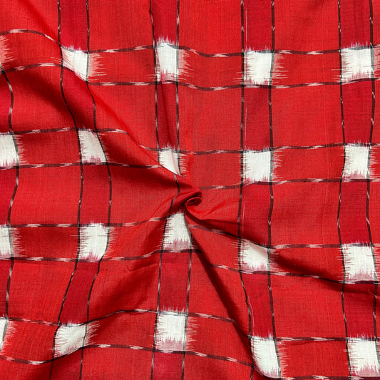 Odisha Handloom Sambalpuri Big Pasapalli Cotton Red Fabric
