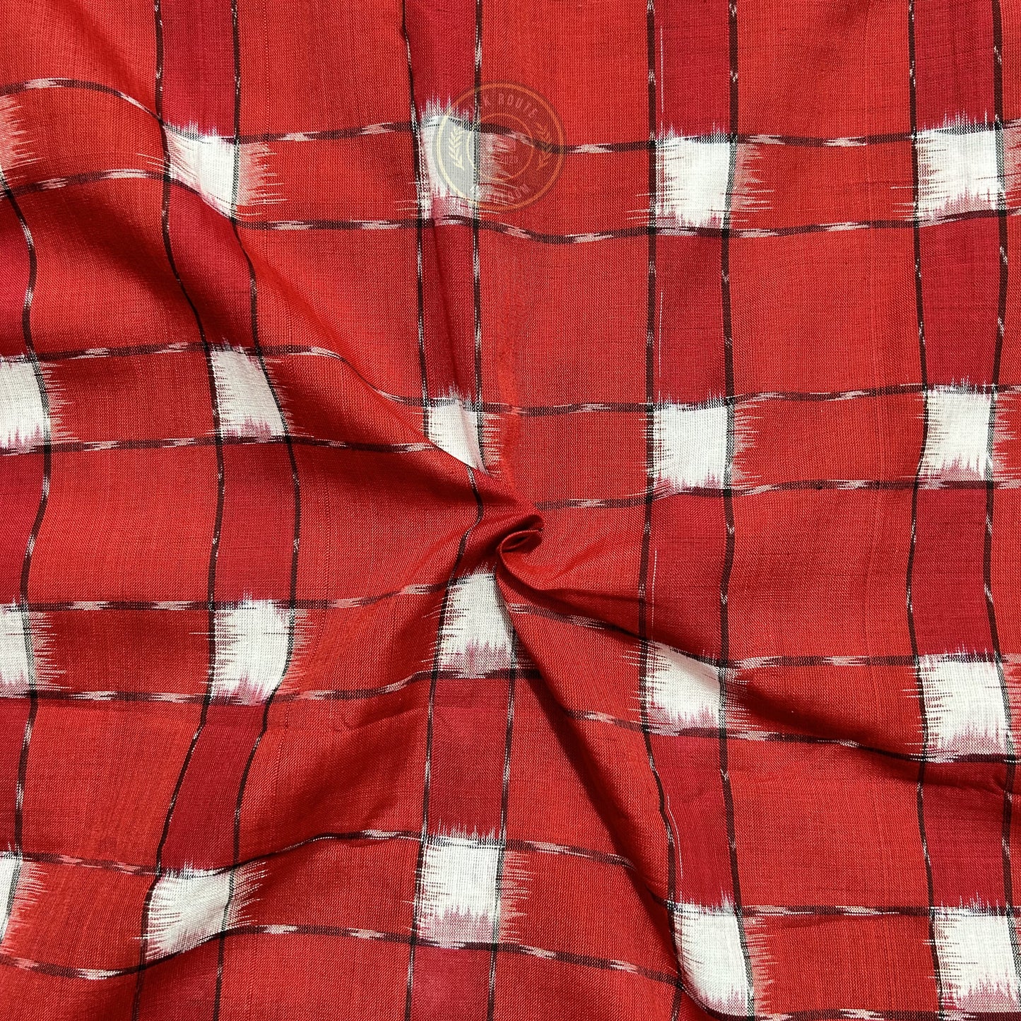 Odisha Handloom Sambalpuri Big Pasapalli Cotton Red Fabric