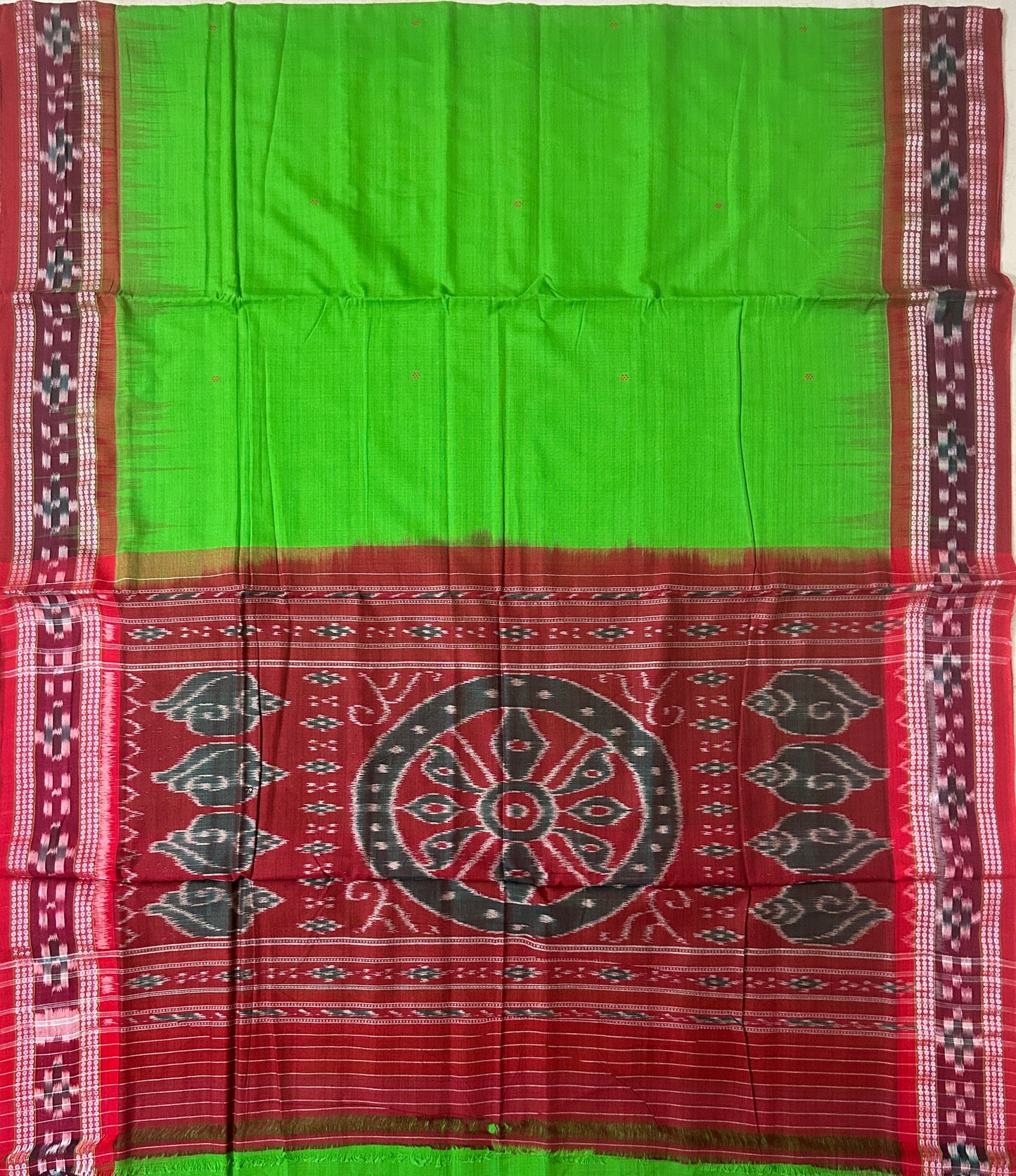 Buy Nuapatna Saree: Odisha handloom Authentic Mercerized Cotton plain Sari for Grand Mother