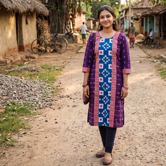 Handcrafted Odisha handloom Sambalpuri cotton ikat kurti for women at best price