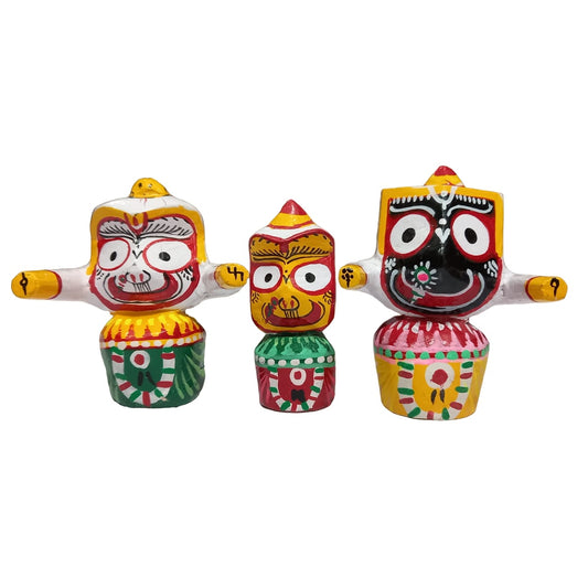 Odisha Handicraft Neem Wood Lord Jagannath Idols for Puja - 3 inch RAS000000001