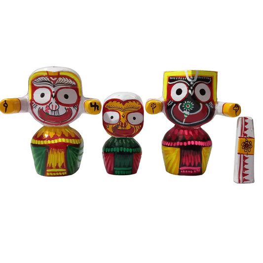 Odisha Handicraft Neem Wood Lord Jagannath Idols for Puja - 4 inch