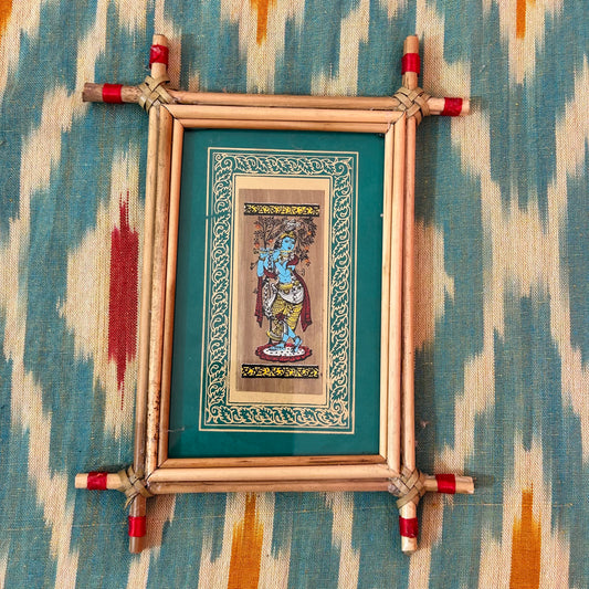Odisha Handicraft Patachitra Design photo framed Lord Krishna Art painting for Corporate Gift