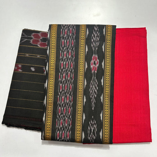 Odisha Handloom Sambalpuri Design Pure Ikat cotton unstitched dress set materials