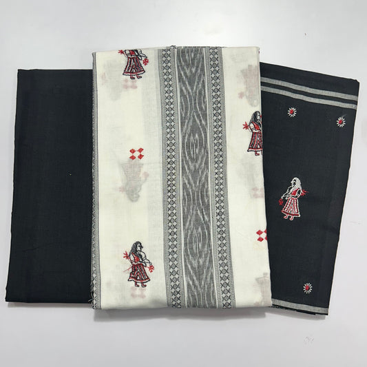 Odisha Handloom Doll design cotton unstitched dress material set
