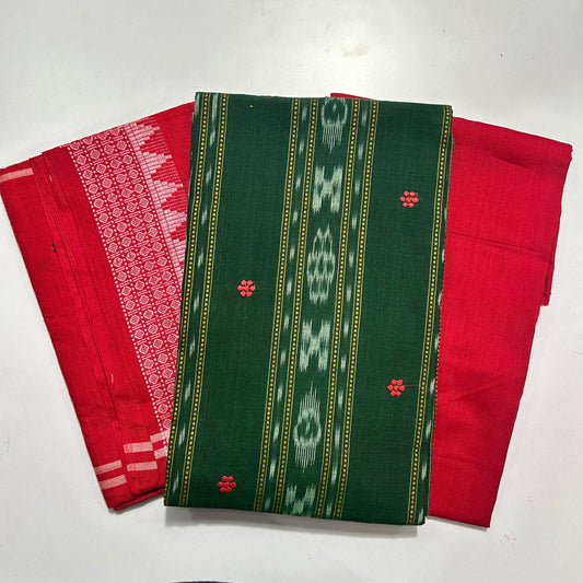 Nuapatna Cotton Odisha Handloom unstitched dress set with salwar, kameez and dupattas