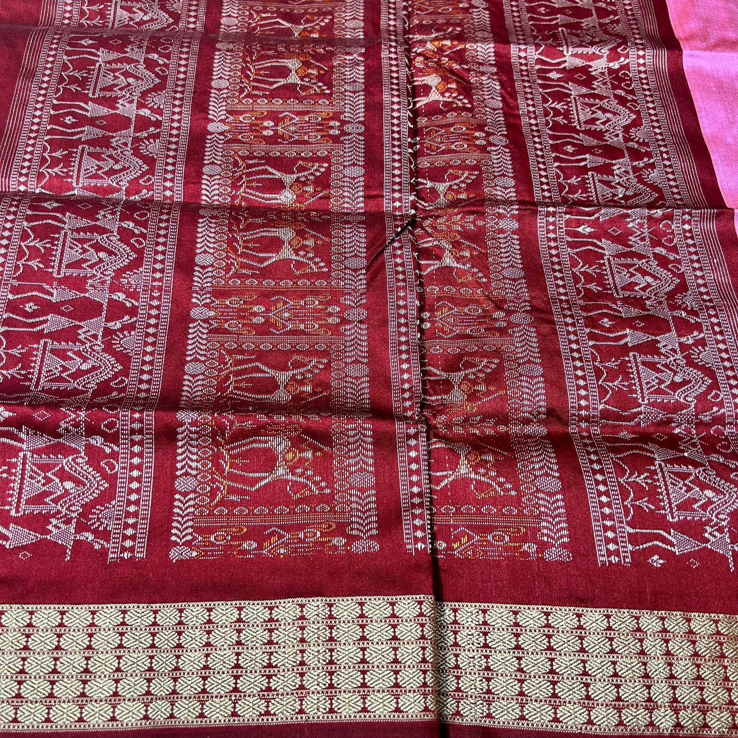 Odisha handloom bomkai sonepur design Pure Silk Saree for College Functions