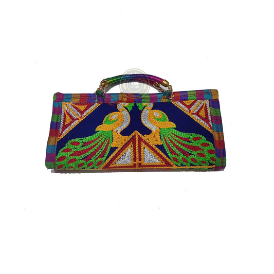 Peacock Printed Handloom Cotton Purse for Coins, Cash and Small Essentials