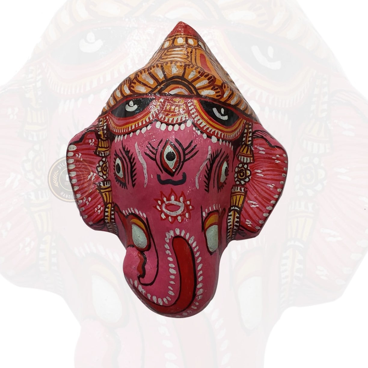Enhance your home décor with divine charm buy this handicraft mask hand-painted Odisha Ganesha wall hanging.