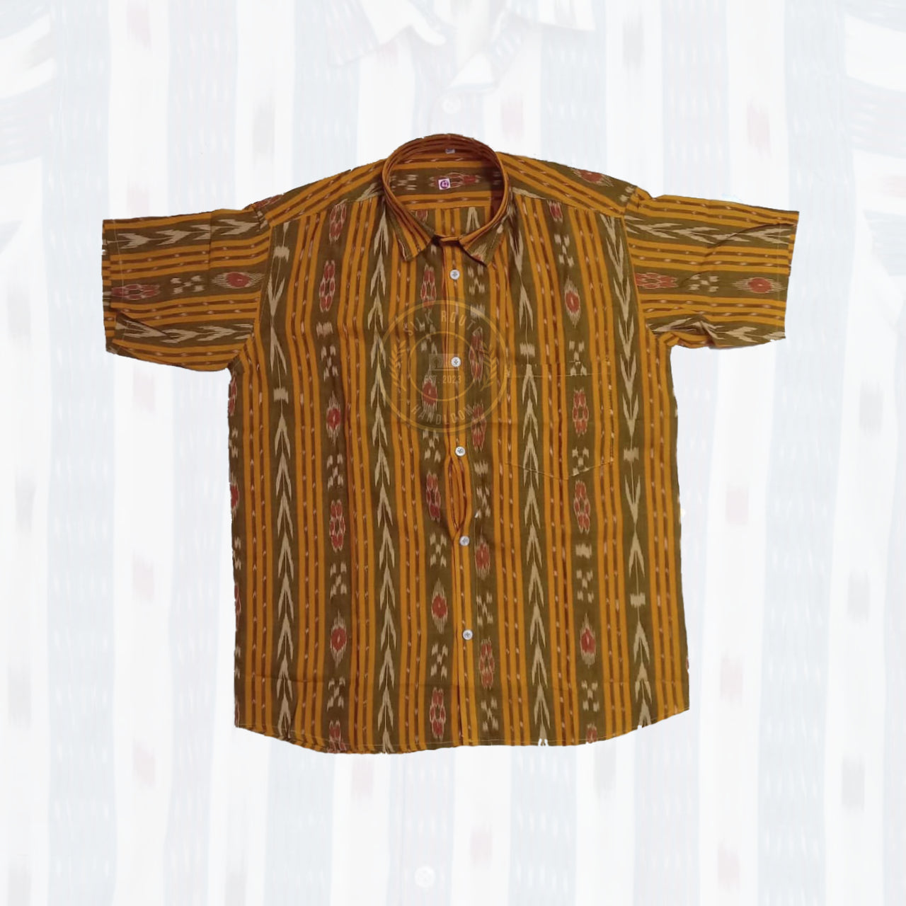 Premium Odisha Sambalpuri ikat cotton handloom half shirt for men.