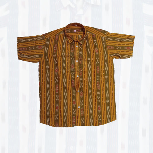 Premium Odisha Sambalpuri ikat cotton handloom half shirt for men.