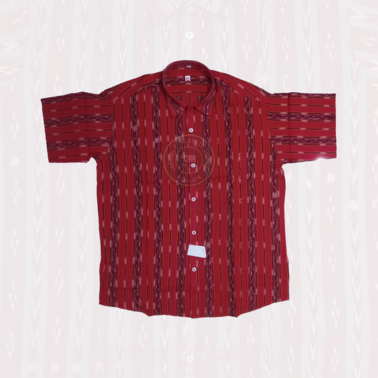 Perfect for daily and office wear at cheap price, Sambalpuri men’s ikat handloom cotton shirt from Odisha.