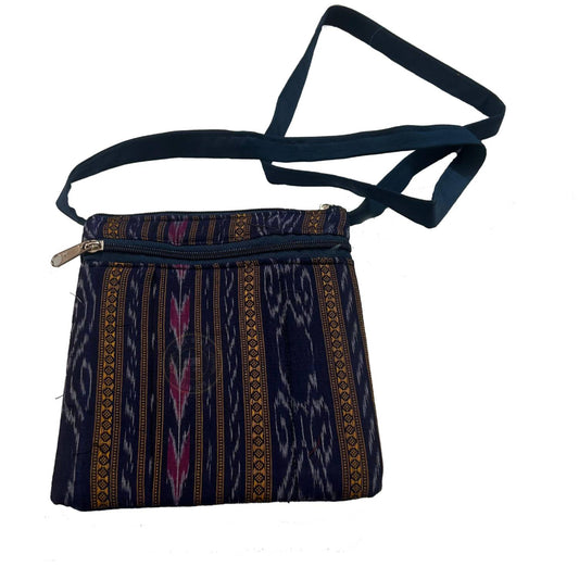 Odisha handloom ikat pure cotton bandha style hand bag with mobile holder and cash holder for girls