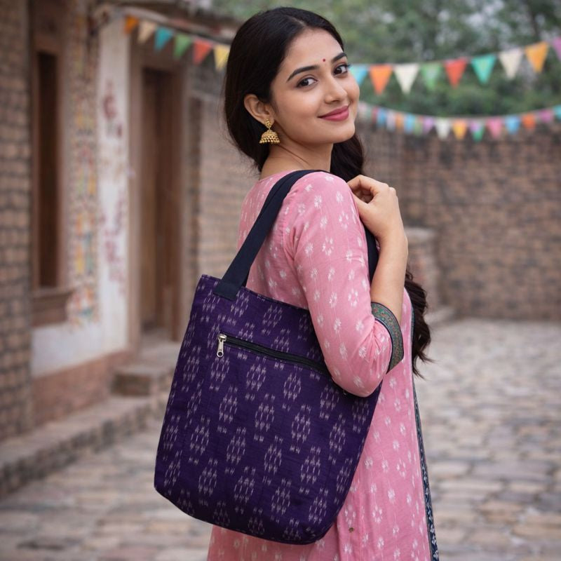 Odisha Ikat Handloom Cotton Shoulder Bag for Women for Daily Use at Affordable Price