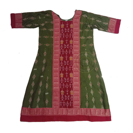 Buy Ikat sambalpuri handloom readymade pure cotton Anarkali Kurti for Girls