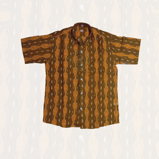 Ideal for daily and party wear at best price, men’s ikat handloom cotton shirt from Odisha.