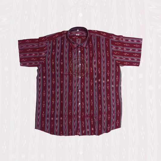 Best price Sambalpuri men’s ikat handloom cotton shirt from Odisha for daily and travel wear.