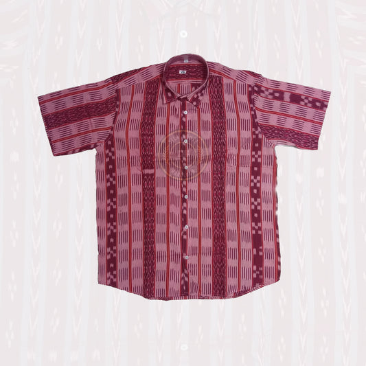 Men’s Odisha Sambalpuri cotton ikat handloom half shirt for office wear.