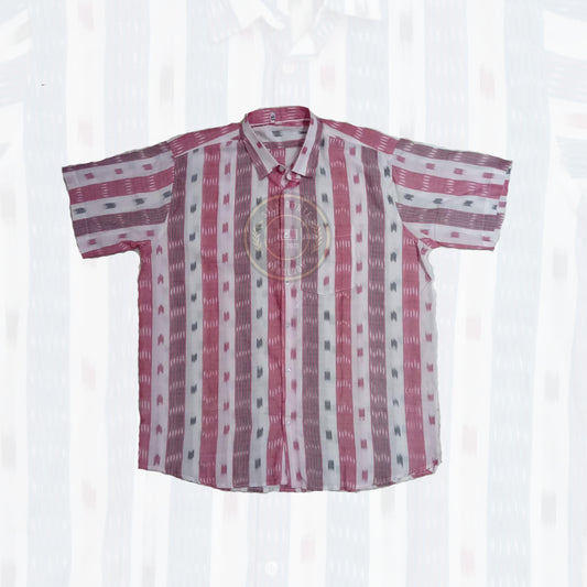 Odisha Sambalpuri cotton ikat handloom half shirt for men – office to casual.