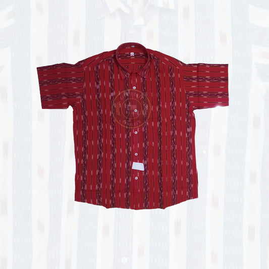 Affordable Odisha Sambalpuri ikat handloom cotton half shirt for men.