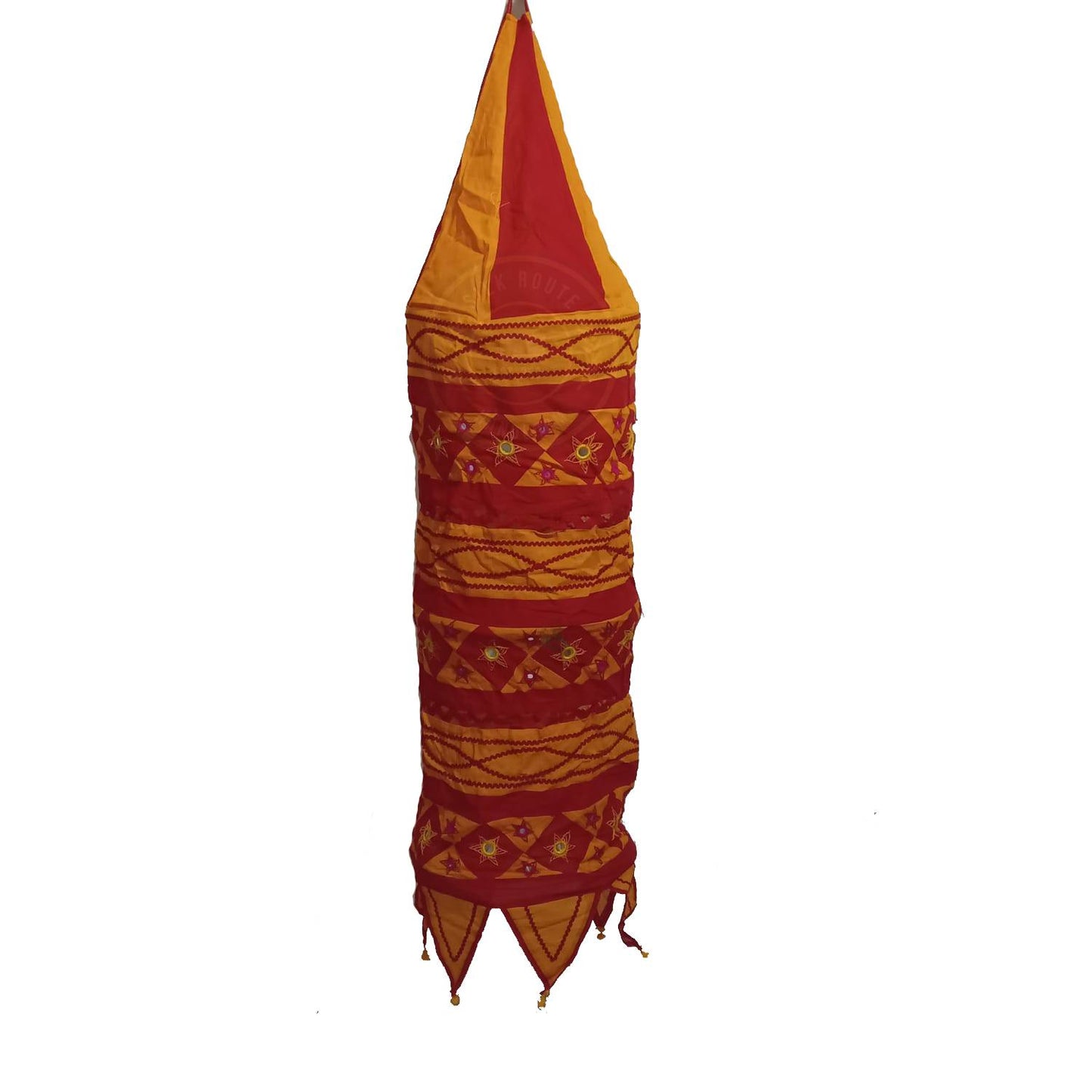 Traditional Yellow and Red Odisha handicraft Wall Hanging lamp from pipili
