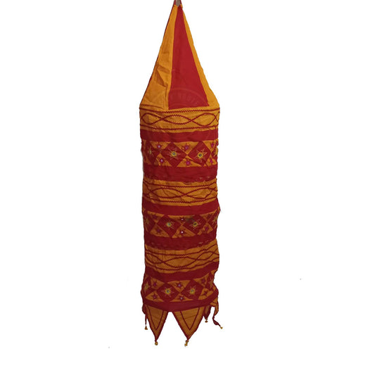 Traditional Yellow and Red Odisha handicraft Wall Hanging lamp from pipili