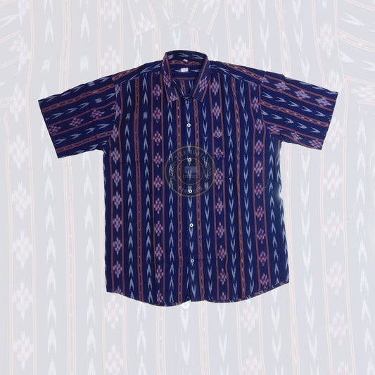 Buy this pure cotton half shirt for men, suitable for daily casual wear and made from best quality Odisha handloom fabric.