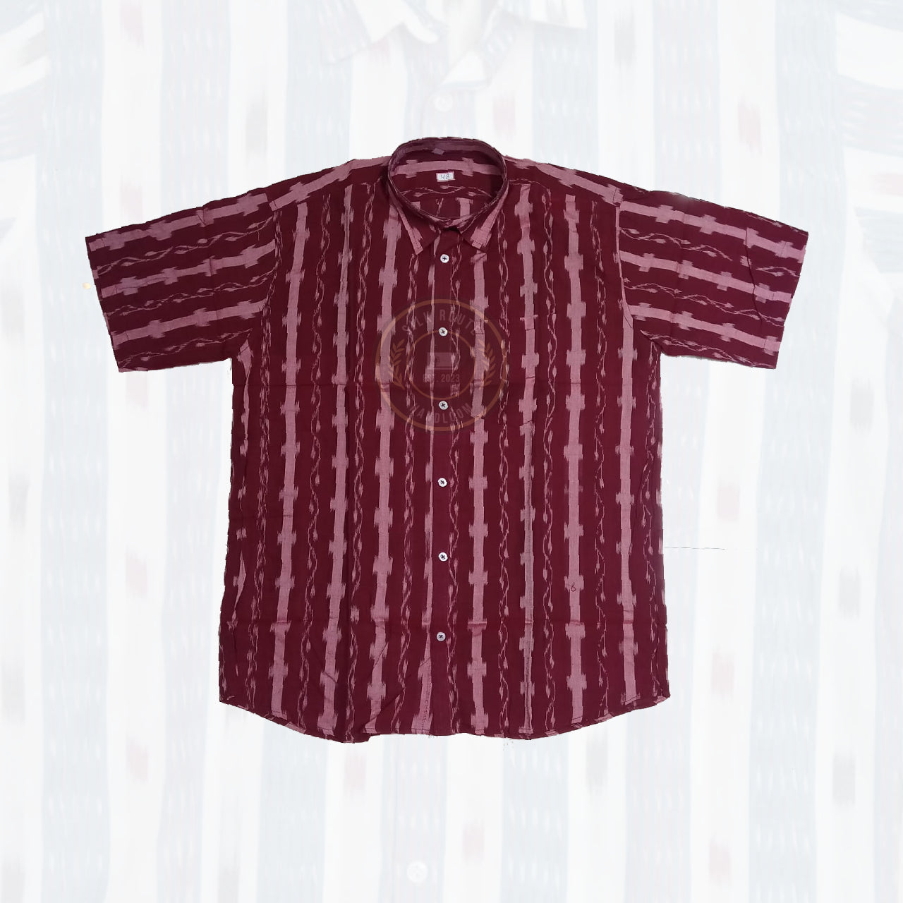 Men’s Odisha Sambalpuri ikat cotton handloom half shirt for casual wear.