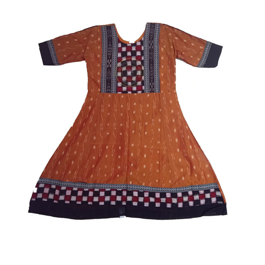 Odisha Sambalpuri handloom cotton anarkali long kurti for women for festive wear