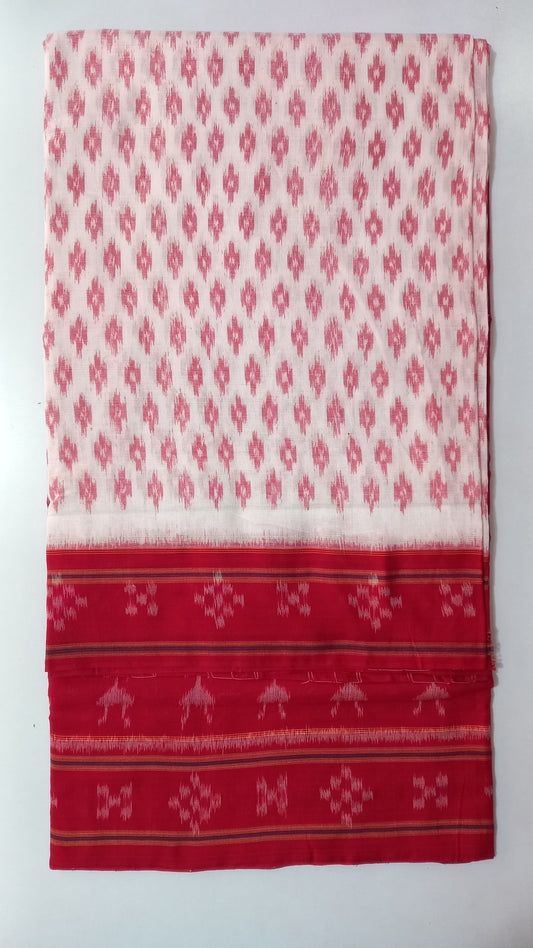 Odisha handloom Ikkat patterns White with Red nuapatna pure cotton saree