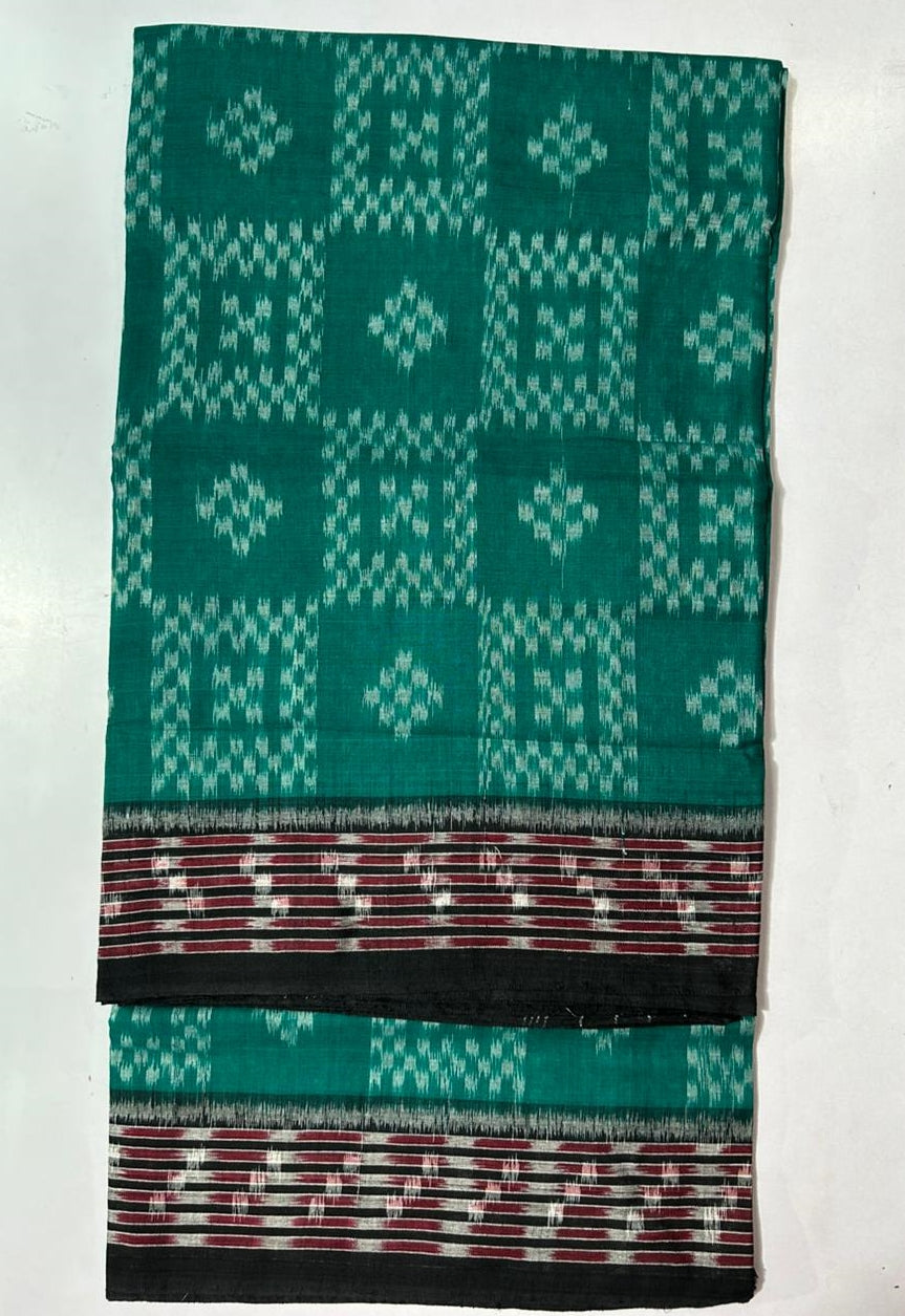 Shop Odisha Handloom Sambalpuri Brick Red with Maroon Cotton Saree for Birthday Gift
