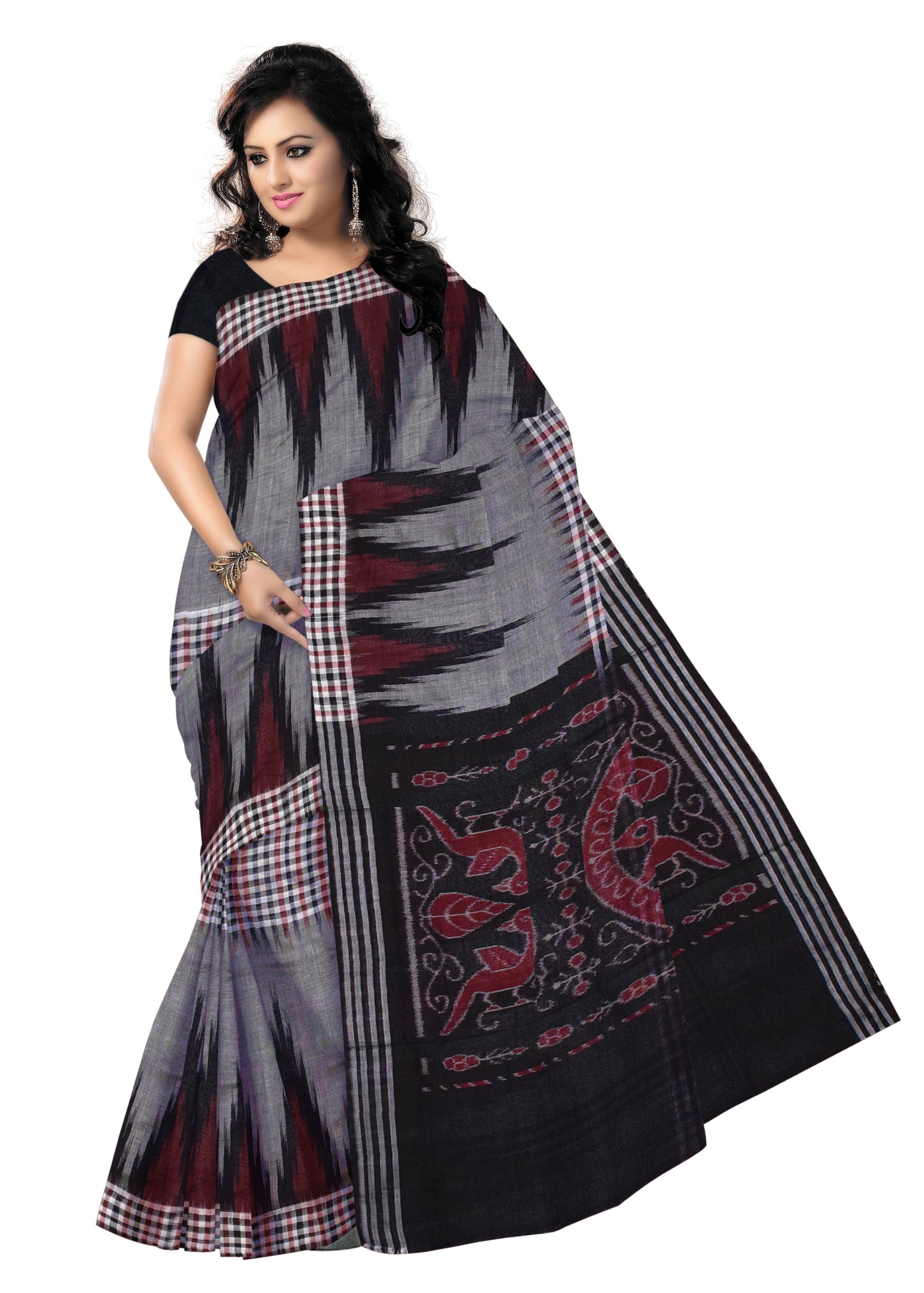 Odisha Handloom Nuapatna Cotton Check Kargil Design Saree RAS000000002