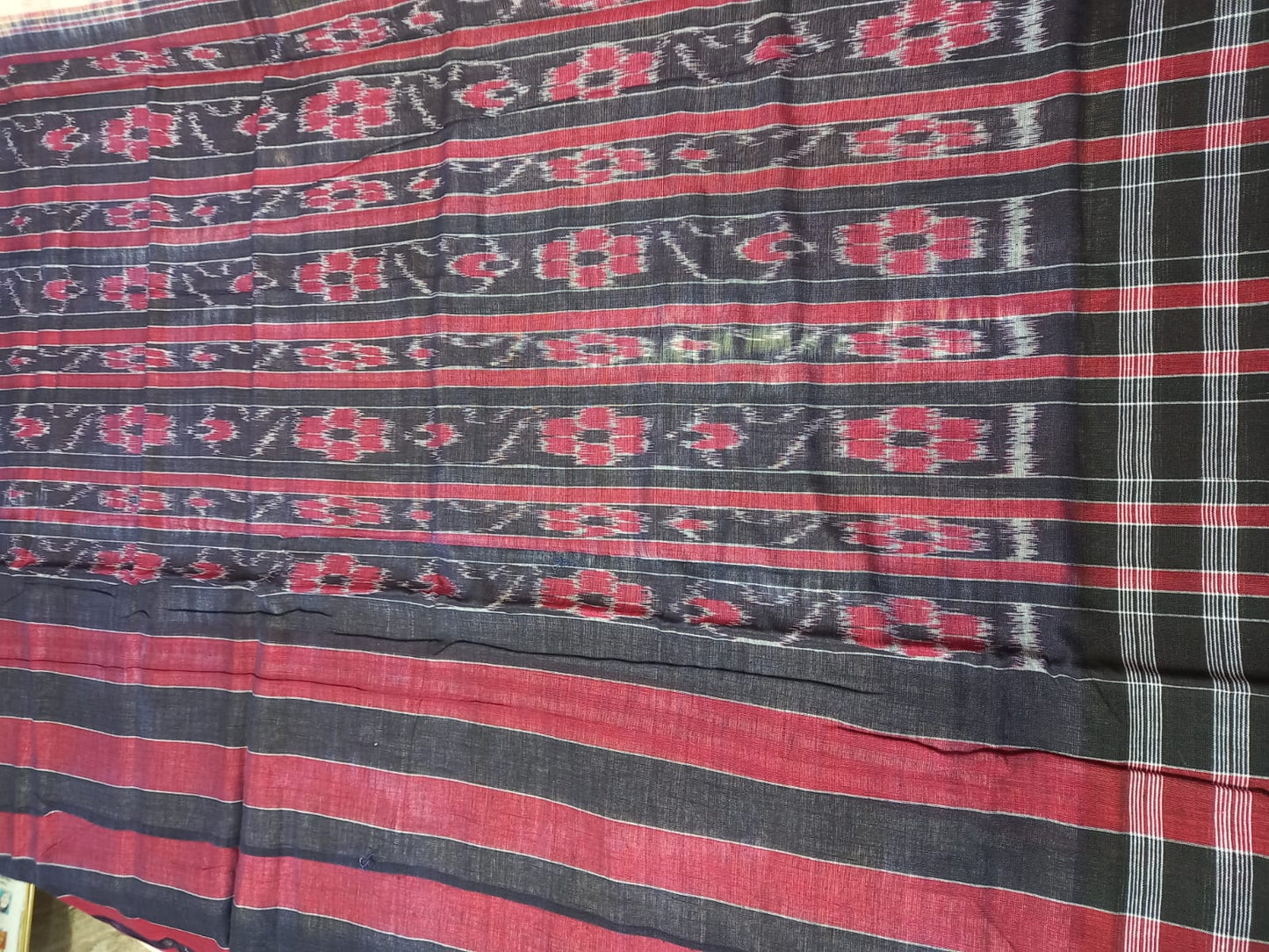 Buy exclusively Ganja Jamuna Border jharana handloom multi color cotton saree from the weavers of Orissa or Odisha