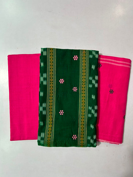 Nuapatna Cotton Odisha Handloom unstitched dress set with salwar, kameez and dupattas