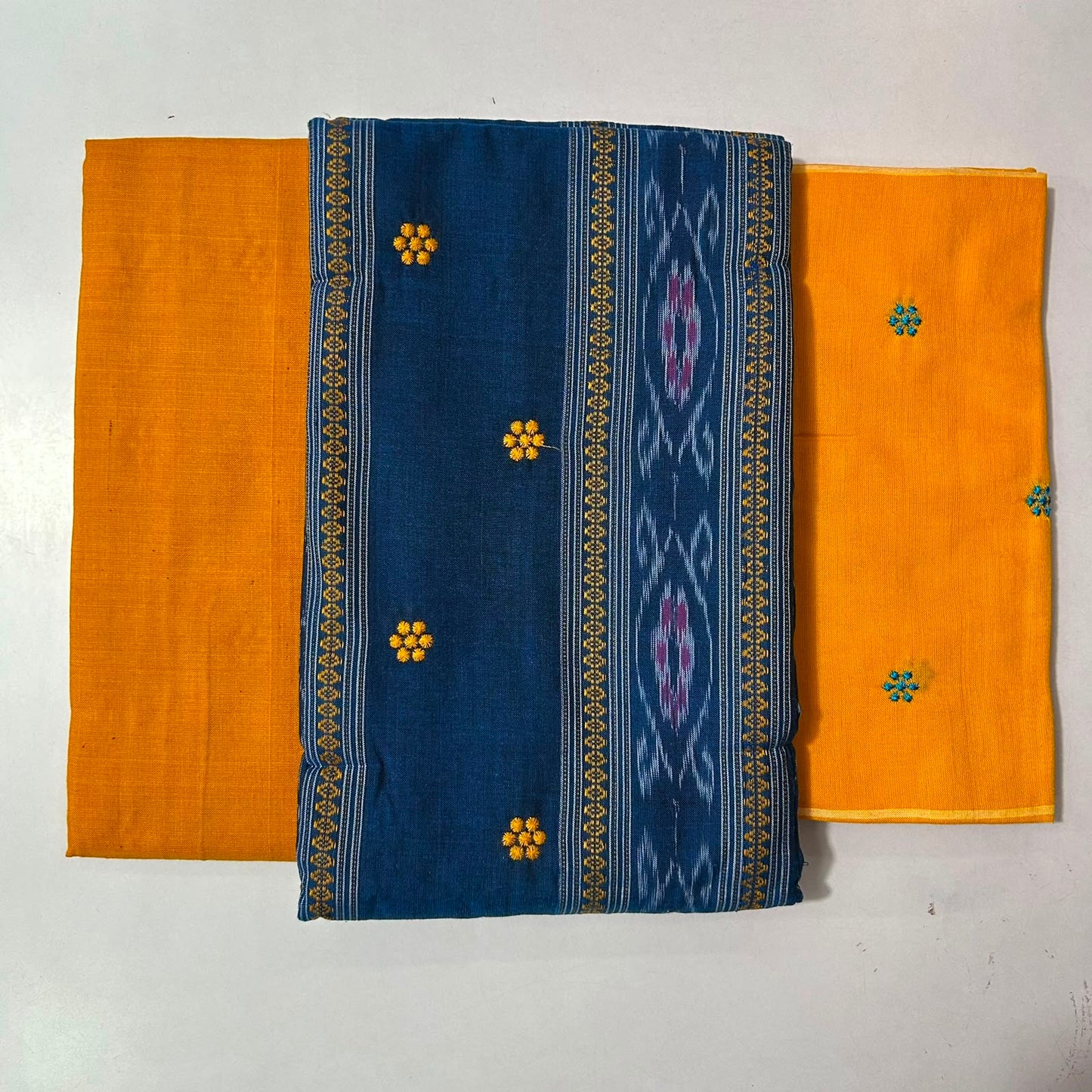 Odisha Handloom Ikat pasapali design cotton unstitched dress set for college