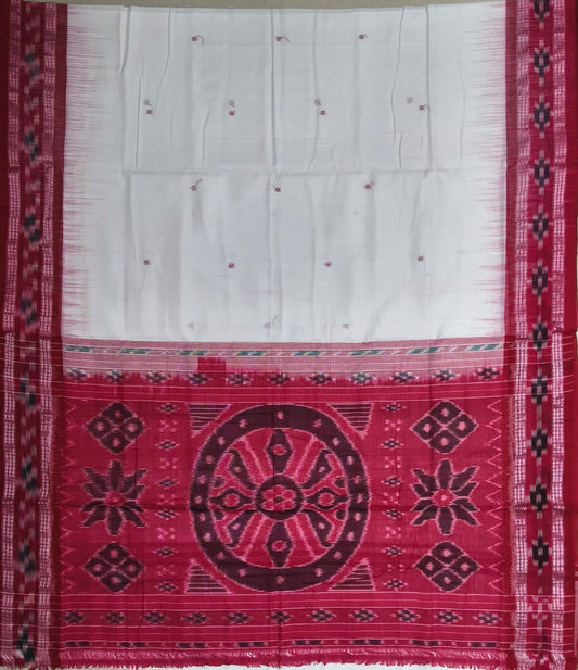 Odisha handloom Pure Cotton Plain nuapatna Puja Saree for Kartik Masa