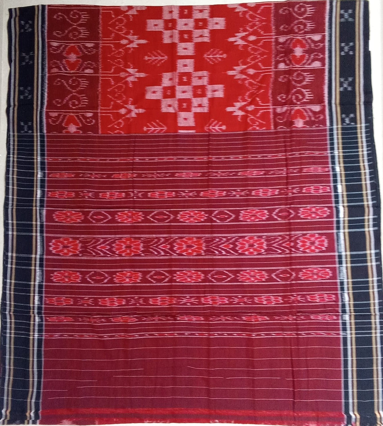 Odisha ikat pure cotton manibandha handloom weave saree for puja
