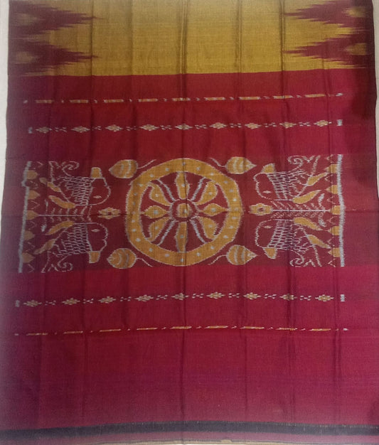 Odisha Handloom Kargil Saree - Single ikat mercerised cotton saree woven in Nuapatna