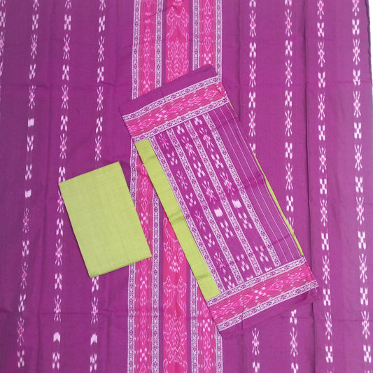 Odisha Handloom Maniabandha Ikat Cotton Patchwork unstitched dress set for school office