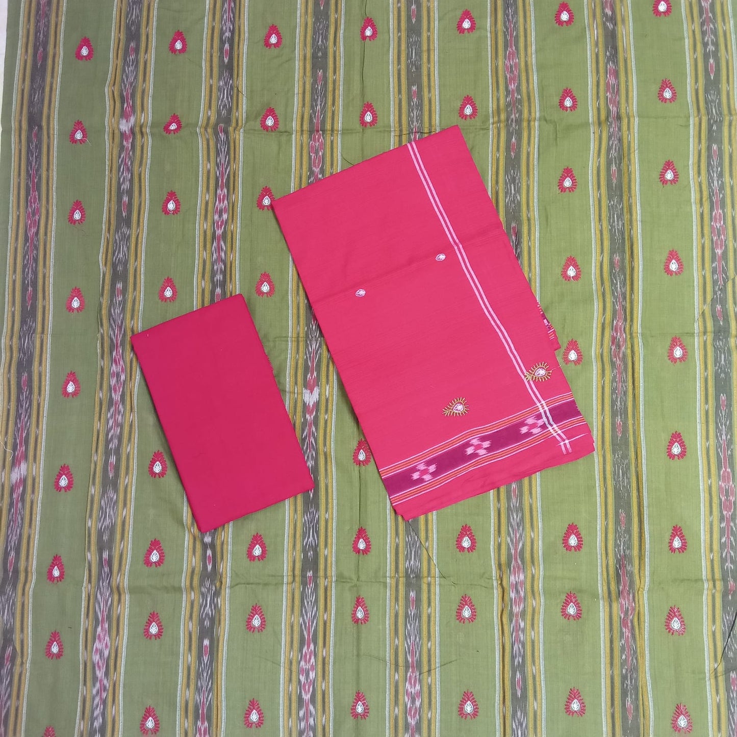 Odisha Handloom Ikkat Cotton Maniabandha Unstitched dress set with cotton material